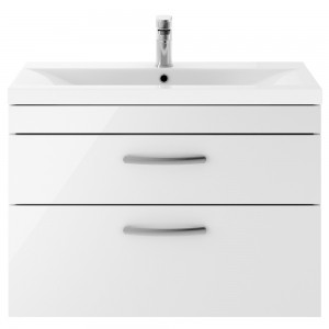 Athena Gloss White 800mm (w) x 578mm (h) x 390mm (d) Wall Hung Cabinet & Mid-Edge Basin
