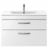 Athena Gloss White 800mm (w) x 556mm (h) x 395mm (d) Wall Hung Cabinet & Minimalist Basin