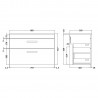 Athena Gloss White 800mm (w) x 556mm (h) x 395mm (d) Wall Hung Cabinet & Minimalist Basin - Technical Drawing
