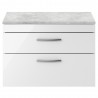 Athena Gloss White 800mm (w) x 561mm (h) x 390mm (d) 2 Drawer Wall Hung Vanity With Grey Worktop