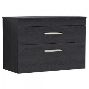 Athena Charcoal Black 800mm (w) x 556mm (h) x 390mm (d) Wall Hung Cabinet & Worktop