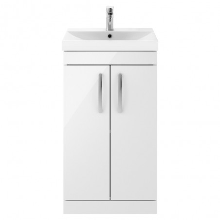 Athena Gloss White 500mm (w) x 915mm (h) x 390mm (d) Floor Standing Vanity With Thin-Edge Basin