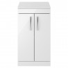 Athena Gloss White 500mm (w) x 883mm (h) x 390mm (d) Floor Standing Cabinet & Worktop
