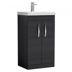 Athena Charcoal Black 500mm (w) x 915mm (h) x 390mm (d) Floor Standing Vanity With Thin-Edge Basin