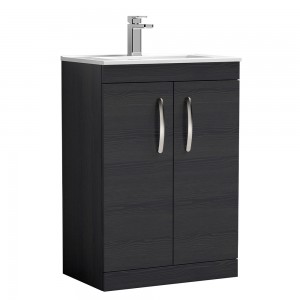 Athena Charcoal Black 600mm (w) x 883mm (h) x 395mm (d) Floor Standing Cabinet & Minimalist Basin