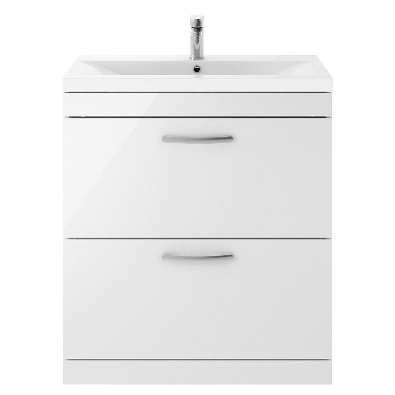 Athena Gloss White 800mm (w) x 905mm (h) x 390mm (d) Floor Standing Cabinet & Mid-Edge Basin