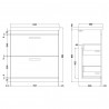 Athena Gloss White 800mm (w) x 905mm (h) x 390mm (d) Floor Standing Cabinet & Mid-Edge Basin - Technical Drawing