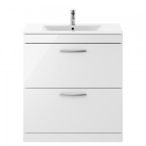 Athena Gloss White 800mm (w) x 883mm (h) x 395mm (d) Floor Standing Cabinet & Minimalist Basin