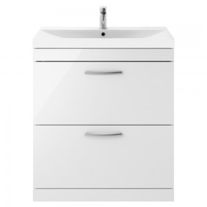 Athena Gloss White 800mm (w) x 915mm (h) x 390mm (d) Floor Standing Cabinet & Thin-Edge Basin