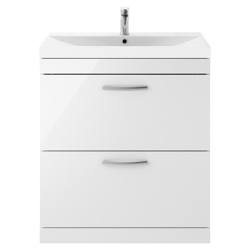 Athena Gloss White 800mm (w) x 915mm (h) x 390mm (d) Floor Standing Cabinet & Thin-Edge Basin