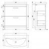 Athena Gloss White 800mm (w) x 895mm (h) x 440mm (d) 2 Drawer Floor Standing Vanity With Curved Basin - Technical Drawing