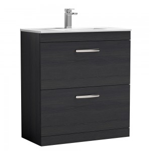 Athena Charcoal Black 800mm (w) x 883mm (h) x 395mm (d) Floor Standing Cabinet & Minimalist Basin