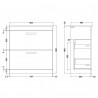 Athena Charcoal Black 800mm (w) x 883mm (h) x 395mm (d) Floor Standing Cabinet & Minimalist Basin - Technical Drawing
