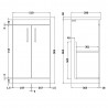 Athena Gloss Grey Floor Standing 500mm (w) x 905mm (h) x 390mm (d) Cabinet & Mid-Edge Basin - Technical Drawing