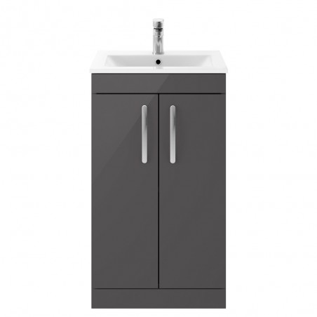 Athena Gloss Grey Floor Standing 500mm (w) x 883mm (h) x 395mm (d) Cabinet & Minimalist Basin