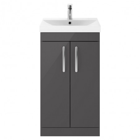 Athena Gloss Grey 500mm (w) x 915mm (h) x 390mm (d) Floor Standing Cabinet & Thin-Edge Basin
