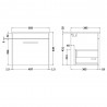 Athena Gloss Grey Wall Hung 500mm (w) x 449mm (h) x 395mm (d) Cabinet & Minimalist Basin - Technical Drawing