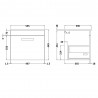 Athena Gloss Grey Wall Hung 500mm (w) x 449mm (h) x 390mm (d) Cabinet & Worktop - Technical Drawing