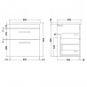 Athena Gloss Grey Wall Hung 500mm (w) x 557mm (h) x 395mm (d) Cabinet & Minimalist Basin - Technical Drawing