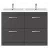Athena Gloss Grey 1200mm (w) x 905mm (h) x 390mm (d) Floor Standing Cabinet & Double Basin