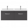 Athena Gloss Grey 1200mm (w) x 470mm (h) x 390mm (d) Wall Hung Cabinet & Double Basin