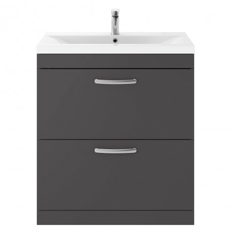 Athena Gloss Grey Floor Standing 800mm (w) x 905mm (h) x 390mm (d) Cabinet & Mid-Edge Basin