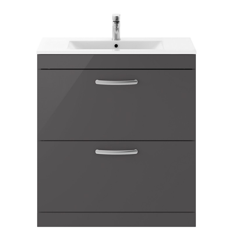 Athena Gloss Grey Floor Standing 800mm (w) x 883mm (h) x 395mm (d) Cabinet & Minimalist Basin