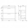 Athena Gloss Grey Floor Standing 800mm (w) x 883mm (h) x 395mm (d) Cabinet & Minimalist Basin - Technical Drawing