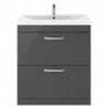 Athena Gloss Grey 800mm (w) x 915mm (h) x 390mm (d) Floor Standing Cabinet & Thin-Edge Basin