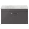 Athena Gloss Grey 800mm (w) x 452mm (h) x 390mm (d) Single Drawer Wall Hung Cabinet With Grey Worktop