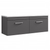 Athena 1200mm Wall Hung 2 Drawer Unit & Laminate Worktop - Gloss Grey/Sparkle White