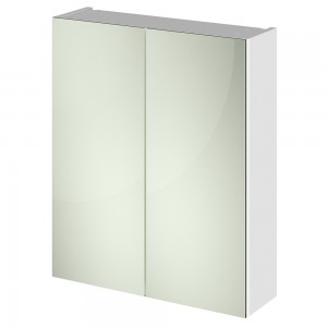 Athena Gloss White 600mm (w) x 715mm (h) x 162mm (d) 2 Door Mirror Unit - 50/50 Split