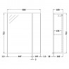 Athena Gloss White 600mm (w) x 715mm (h) x 162mm (d) 2 Door Mirror Unit - 75/25 Split - Technical Drawing
