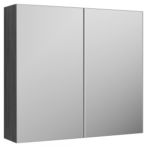 Athena Anthracite Woodgrain 800mm (w) x 715mm (h) x 180mm (d) 2 Door Mirror Unit - 50/50 Split