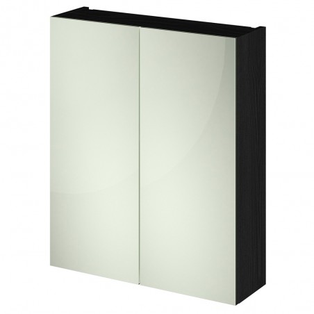 Athena Charcoal Black 600mm (w) x 715mm (h) x 162mm (d) 2 Door Mirror Unit - 50/50 Split