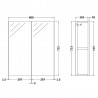 Athena Gloss Grey 600mm (w) x 715mm (h) x 162mm (d) 2 Door Mirror Unit - 50/50 Split - Technical Drawing