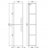 Athena Gloss White 1433mm (h) x 300mm (w) x 235mm (d) Tall Unit (2 Door) - Technical Drawing