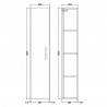 Athena Anthracite Woodgrain 1433mm (h) x 300mm (w) x 235mm (d) Tall Unit (Single Door) - Technical Drawing