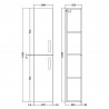 Athena Anthracite Woodgrain 1433mm (h) x 300mm (w) x 235mm (d) Tall Unit (2 Door) - Technical Drawing