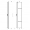 Athena Charcoal Black 1433mm (h) x 300mm (w) x 235mm (d) Tall Unit (Single Door) - Technical Drawing