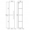 Athena Charcoal Black 1433mm (h) x 300mm (w) x 235mm (d) Tall Unit (2 Door) - Technical Drawing