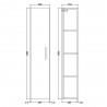 Athena Gloss Grey 1433mm (h) x 300mm (w) x 235mm (d) Tall Unit (Single Door) - Technical Drawing