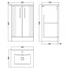 Deco Satin White 500mm Freestanding 2 Door Vanity Unit with Minimalist Basin - Technical Drawing