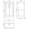Deco Satin White 500mm Freestanding 2 Door Vanity Unit with Thin-Edge Basin - Technical Drawing