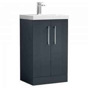 Deco 500mm Freestanding 2 Door Vanity Unit with Mid-Edge Basin - Soft Black