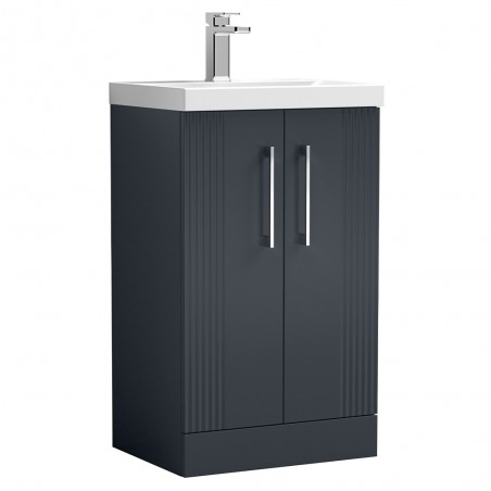 Deco 500mm Freestanding 2 Door Vanity Unit with Mid-Edge Basin - Soft Black