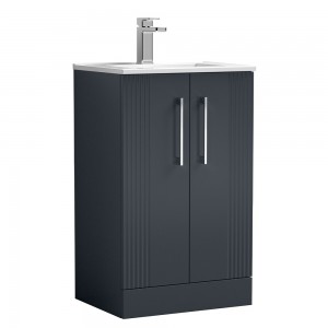 Deco 500mm Freestanding 2 Door Vanity Unit with Minimalist Basin - Soft Black