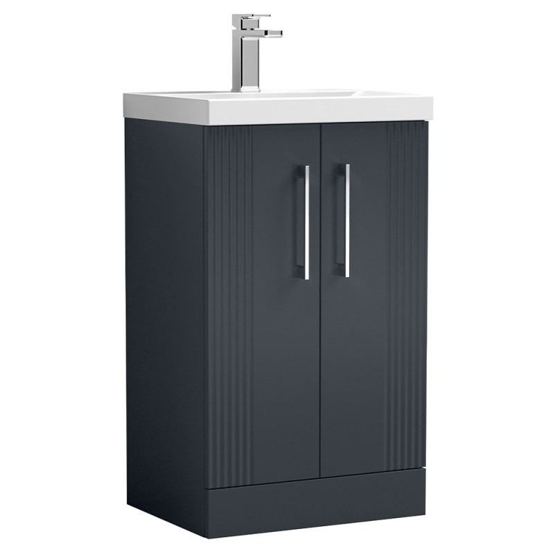 Deco 500mm Freestanding 2 Door Vanity Unit with Thin-Edge Basin - Soft Black