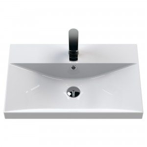 "Deco" Satin White 600mm Wall Hung Single Drawer Vanity Unit with Thin-Edge Basin