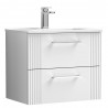 Deco Satin White 600mm Wall Hung 2 Drawer Vanity Unit with Minimalist Basin